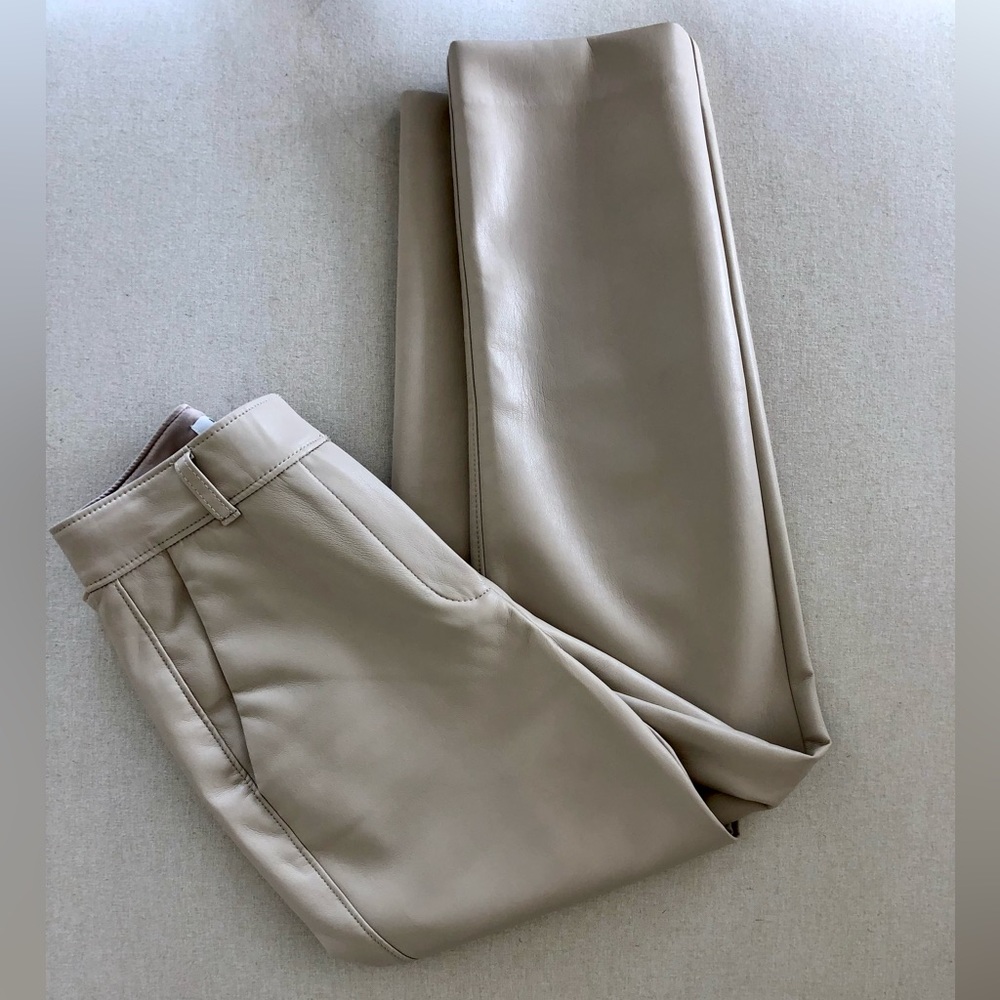 Babaton Aritzia Command cropped pant vegan leather 00 matte pearl